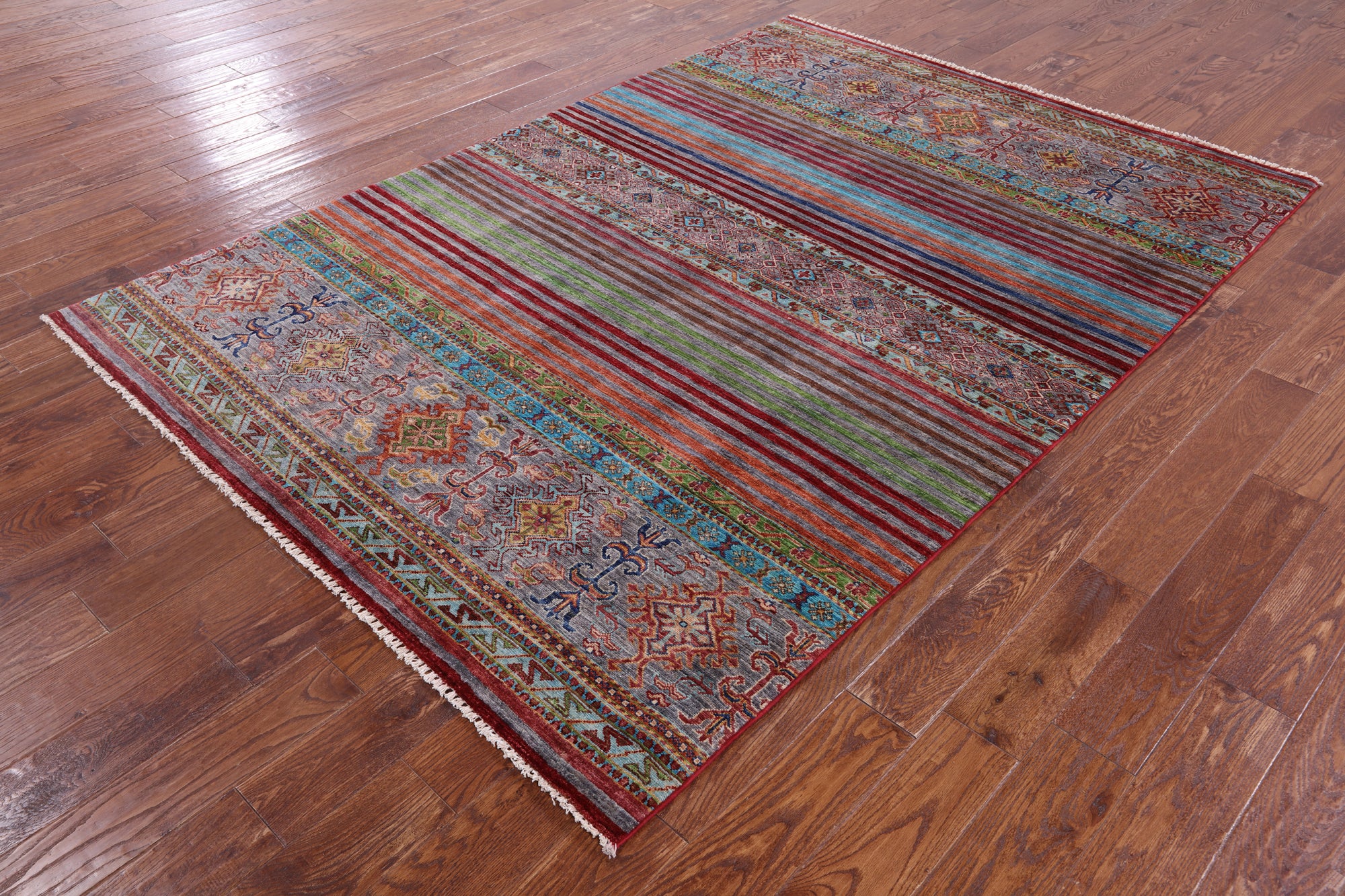Khorjin Persian Gabbeh Hand Knotted Wool Rug - 5' 9" X 8' 4" - Golden Nile