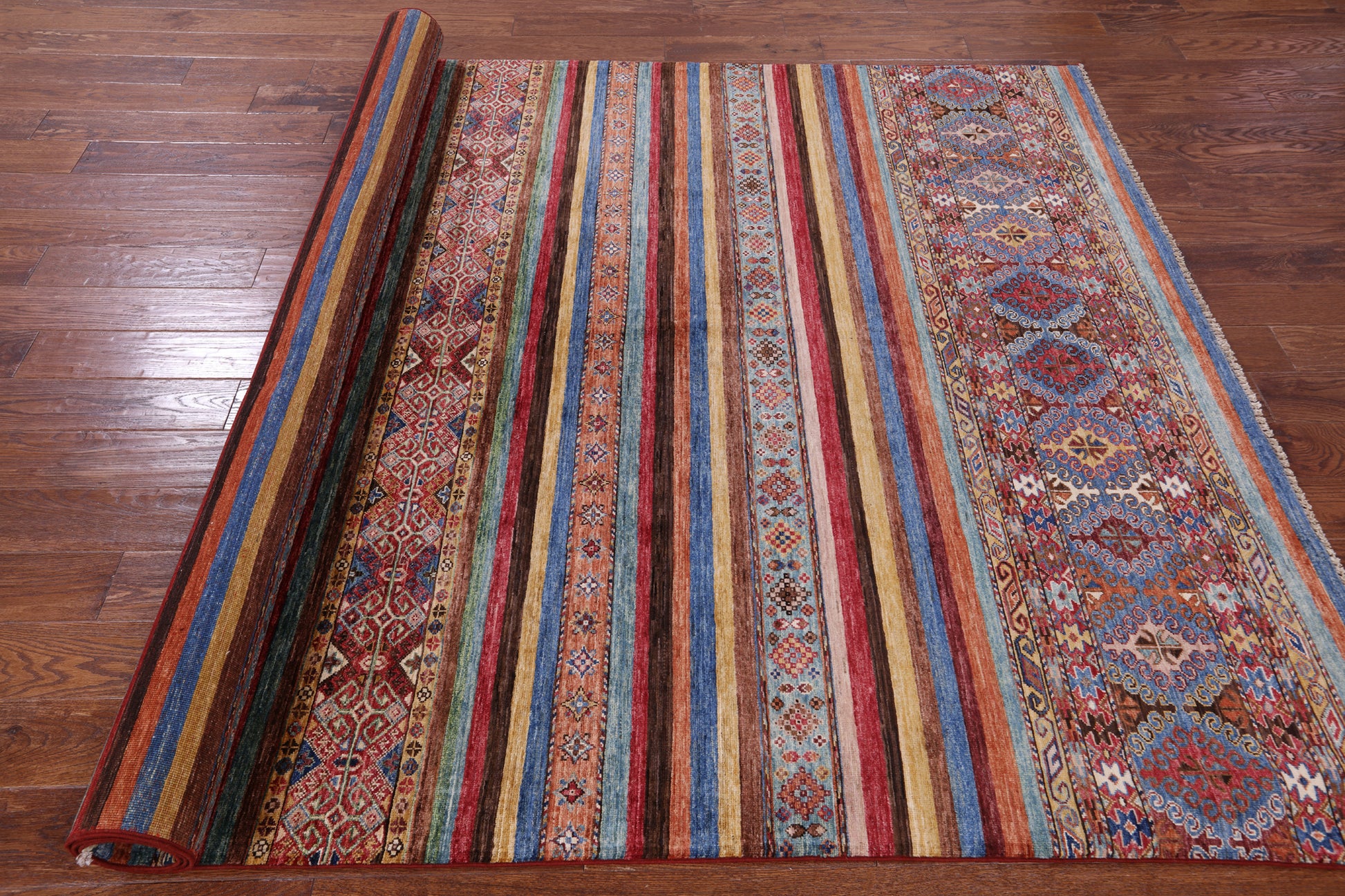 Khorjin Persian Gabbeh Hand Knotted Wool Rug - 6' 8" X 9' 10" - Golden Nile