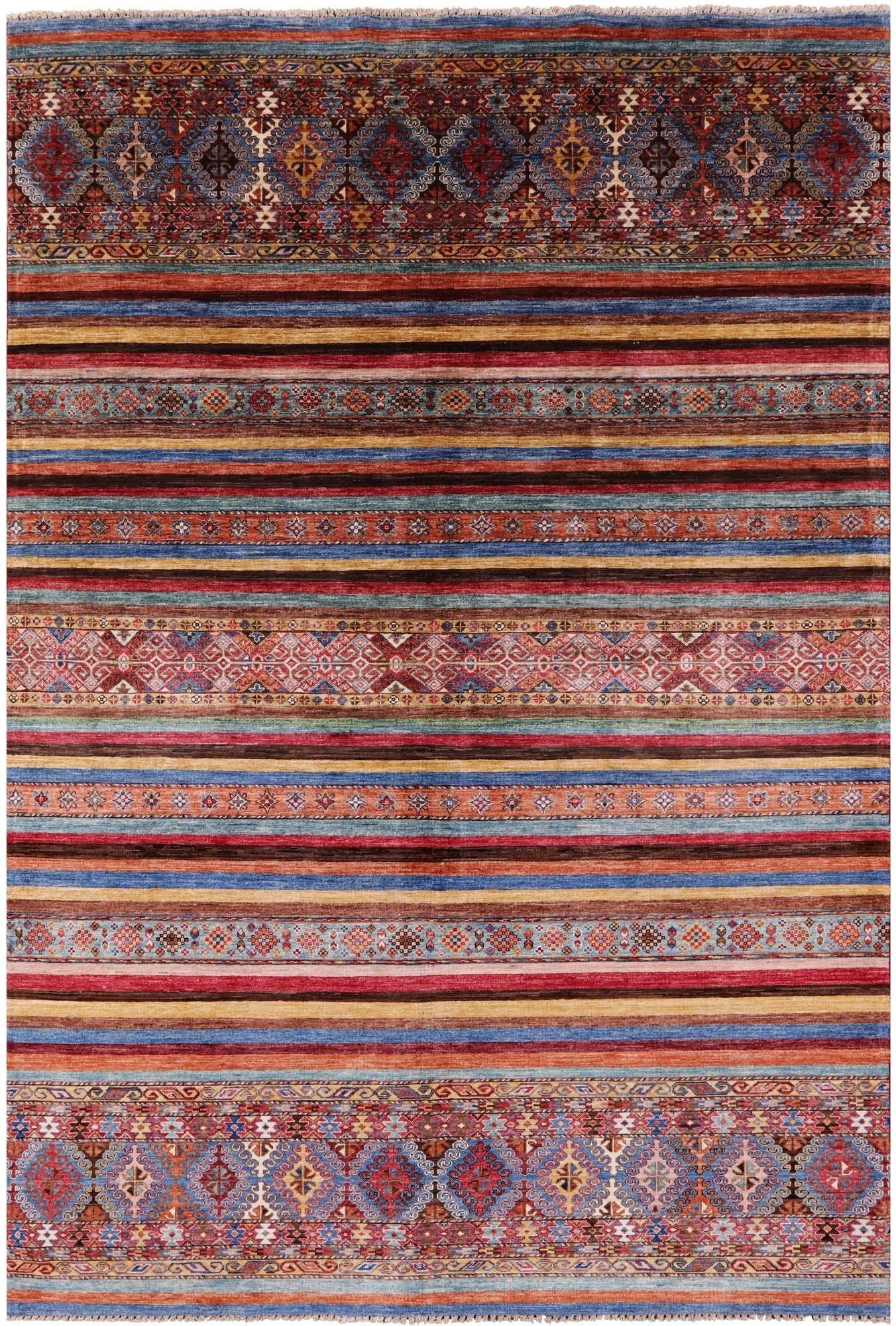 Khorjin Persian Gabbeh Hand Knotted Wool Rug - 6' 8" X 9' 10" - Golden Nile