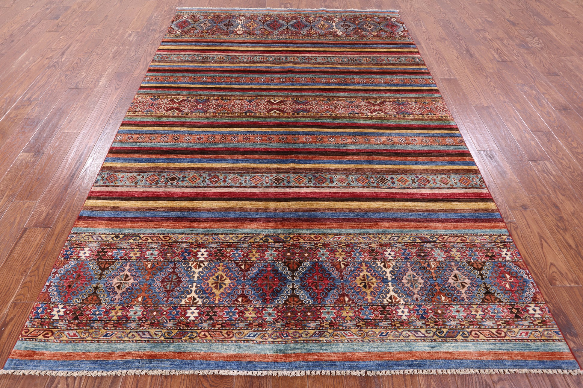 Khorjin Persian Gabbeh Hand Knotted Wool Rug - 6' 8" X 9' 10" - Golden Nile