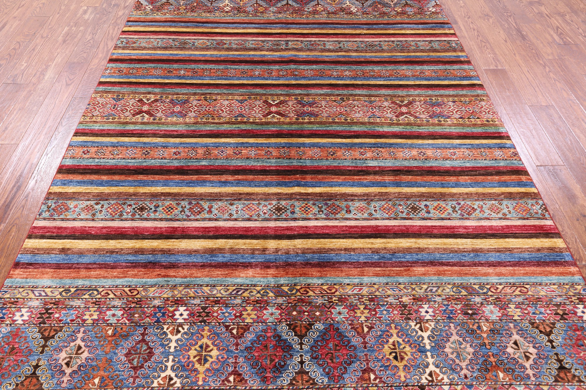 Khorjin Persian Gabbeh Hand Knotted Wool Rug - 6' 8" X 9' 10" - Golden Nile