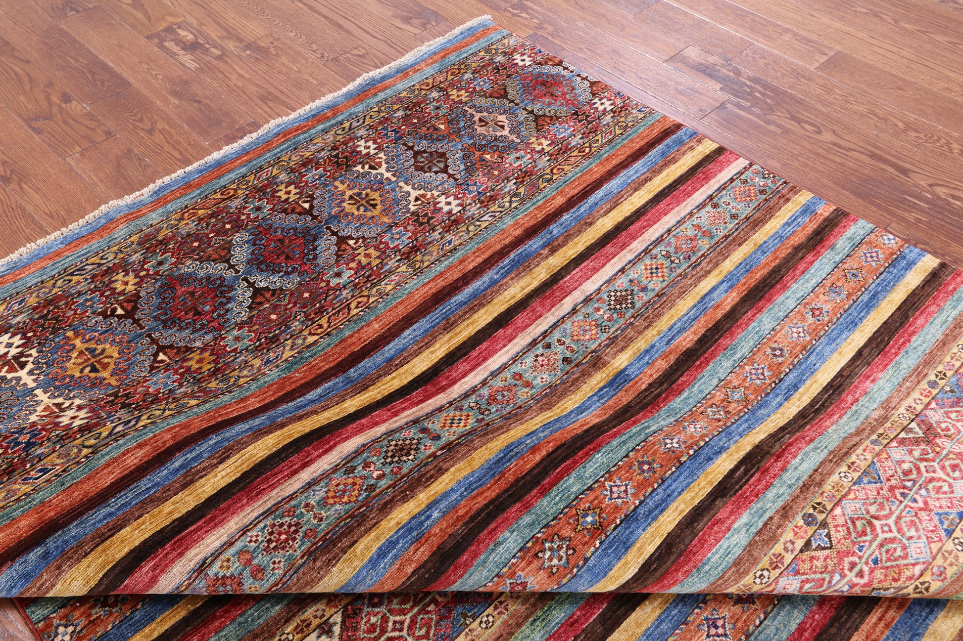 Khorjin Persian Gabbeh Hand Knotted Wool Rug - 6' 8" X 9' 10" - Golden Nile