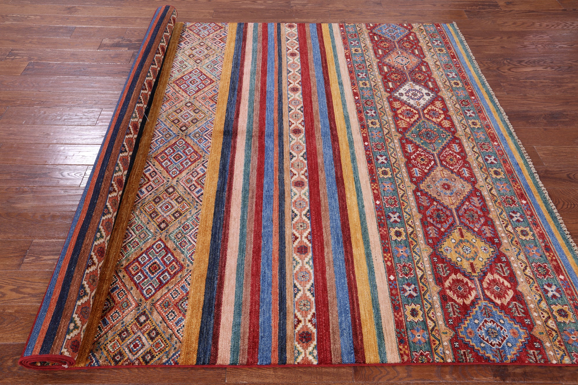 Khorjin Persian Gabbeh Hand Knotted Wool Rug - 6' 9" X 10' 1" - Golden Nile
