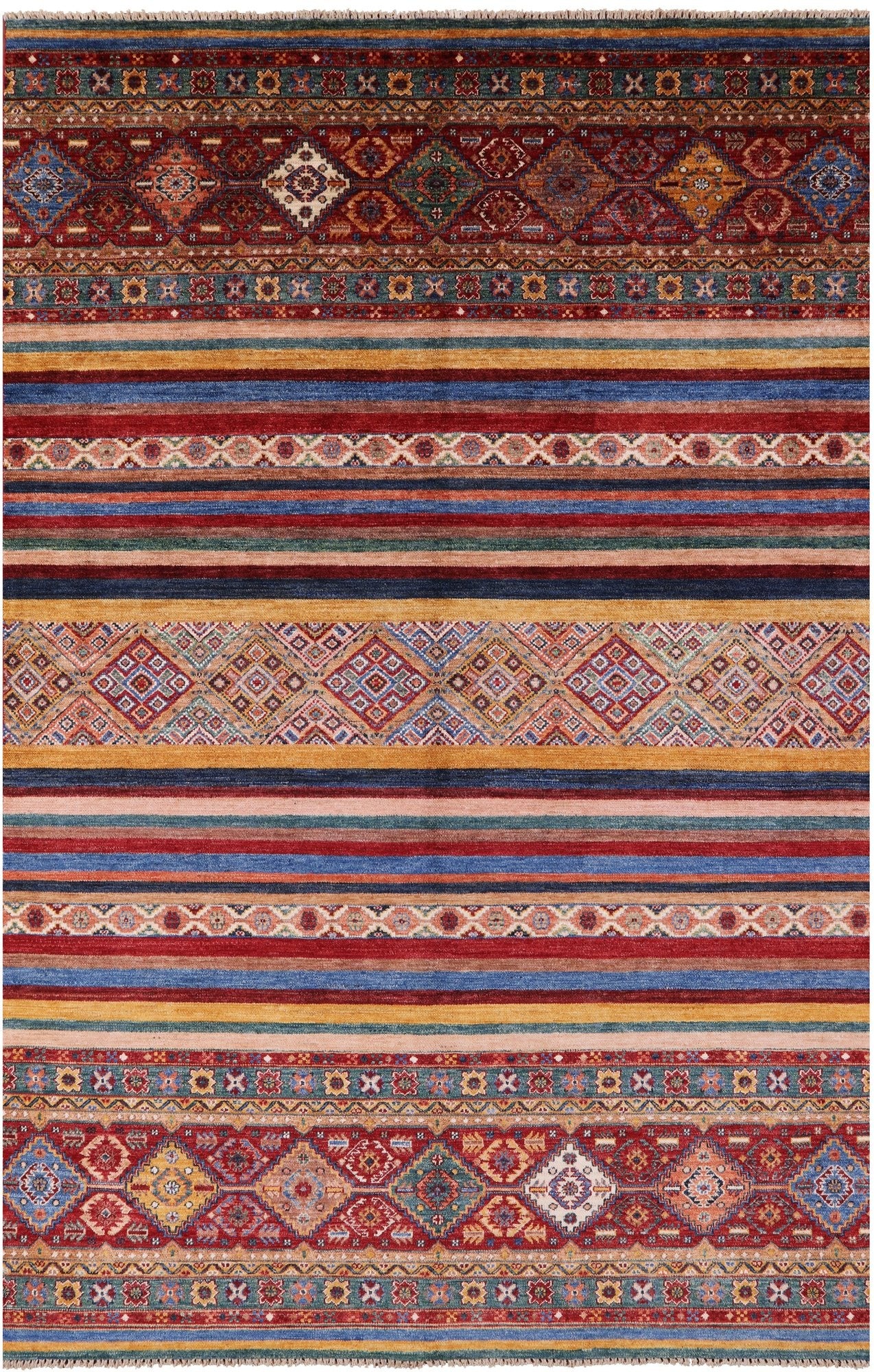 Khorjin Persian Gabbeh Hand Knotted Wool Rug - 6' 9" X 10' 1" - Golden Nile