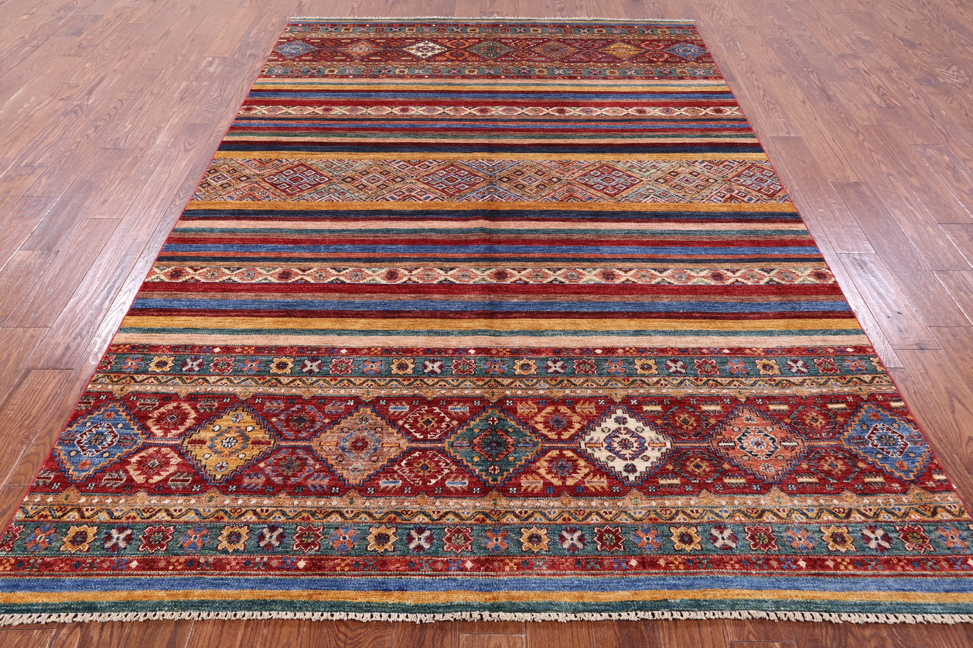 Khorjin Persian Gabbeh Hand Knotted Wool Rug - 6' 9" X 10' 1" - Golden Nile