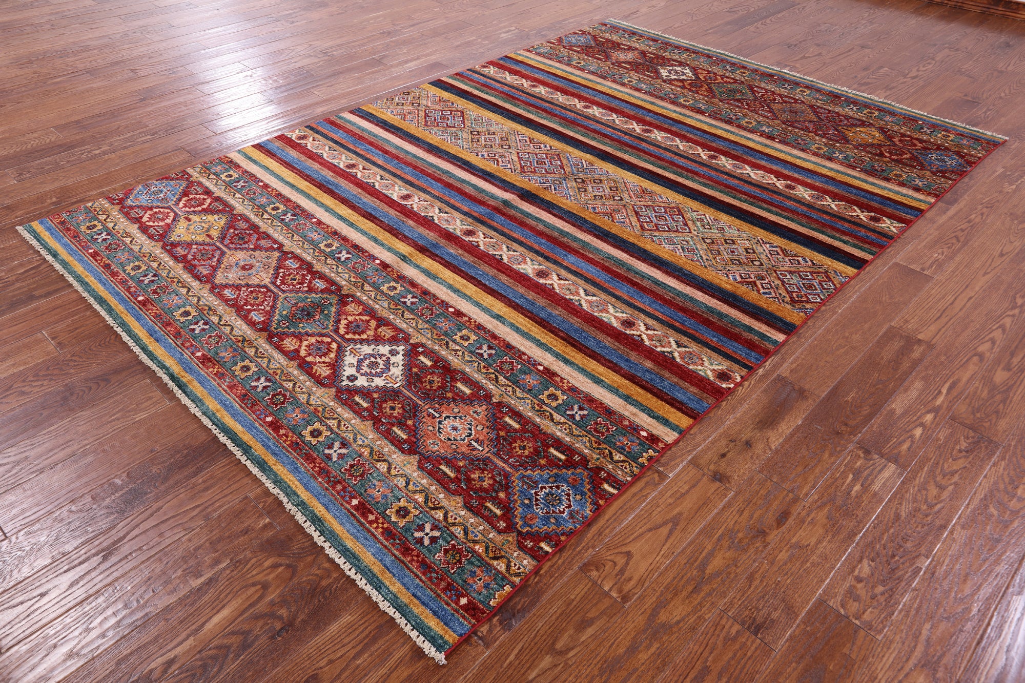 Khorjin Persian Gabbeh Hand Knotted Wool Rug - 6' 9" X 10' 1" - Golden Nile
