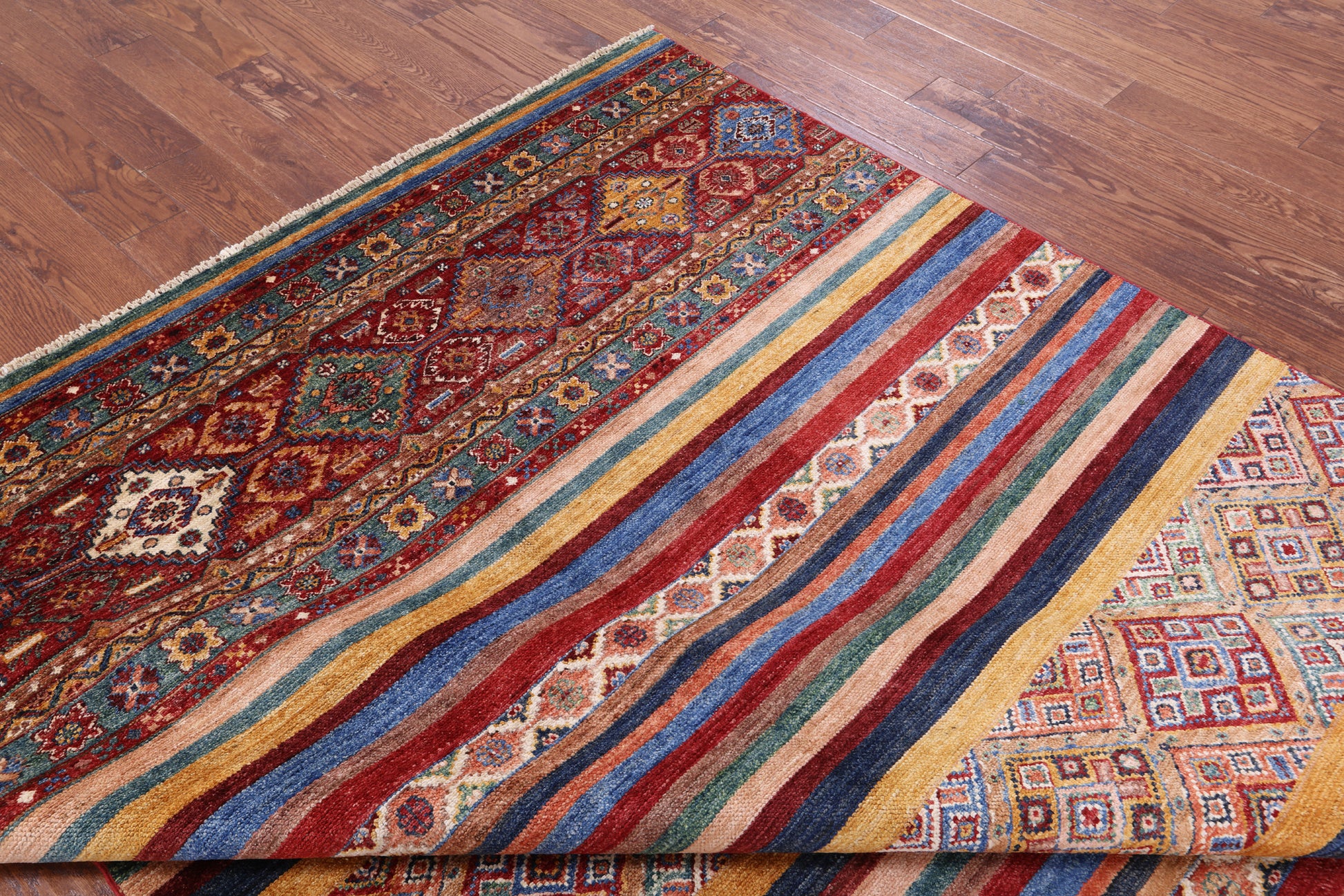 Khorjin Persian Gabbeh Hand Knotted Wool Rug - 6' 9" X 10' 1" - Golden Nile