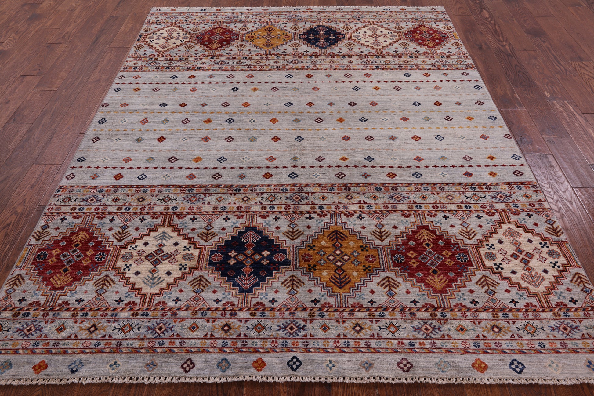 Khorjin Persian Gabbeh Hand Knotted Wool Rug - 6' 6" X 8' 2" - Golden Nile