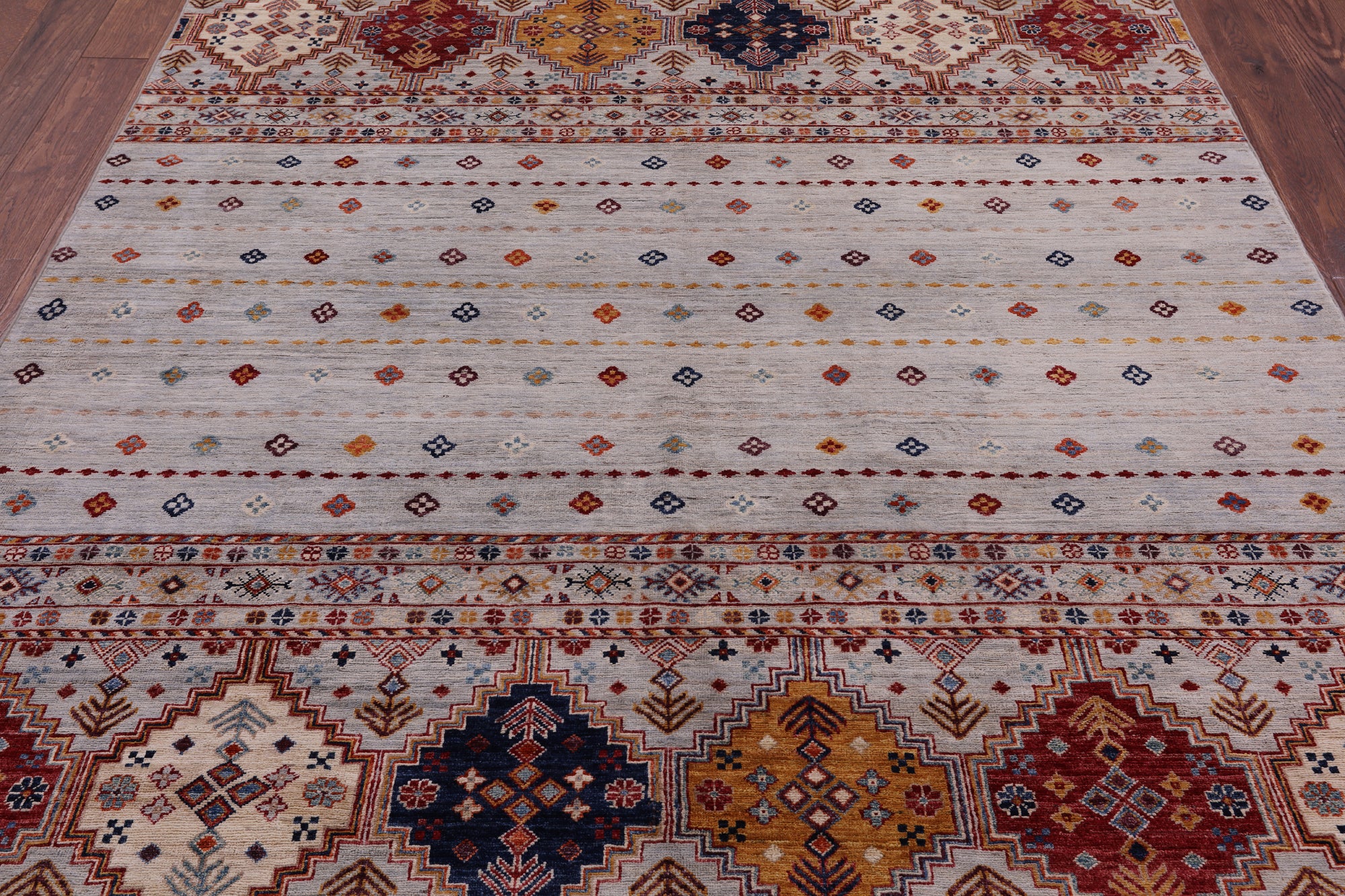 Khorjin Persian Gabbeh Hand Knotted Wool Rug - 6' 6" X 8' 2" - Golden Nile