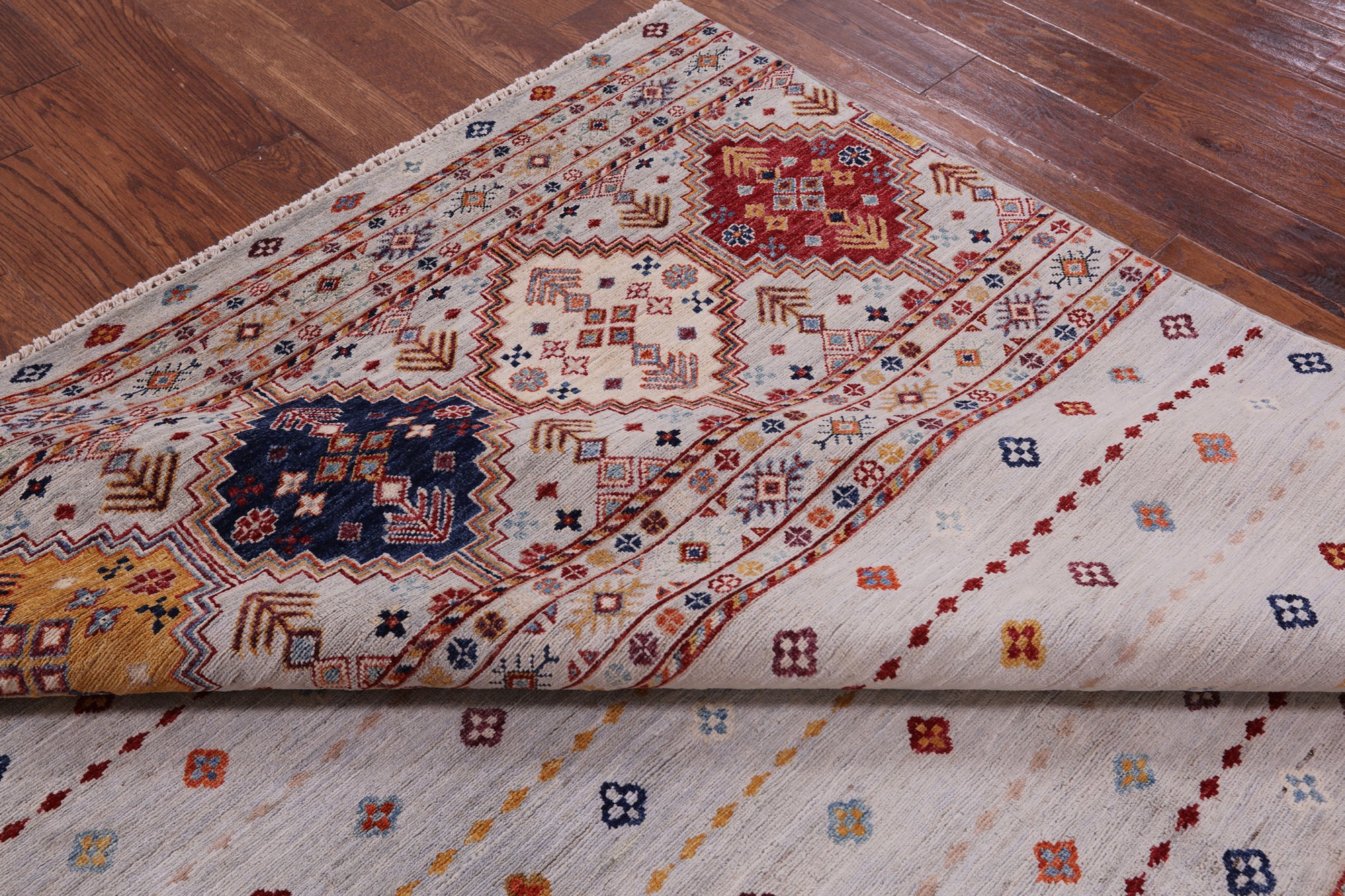 Khorjin Persian Gabbeh Hand Knotted Wool Rug - 6' 6" X 8' 2" - Golden Nile