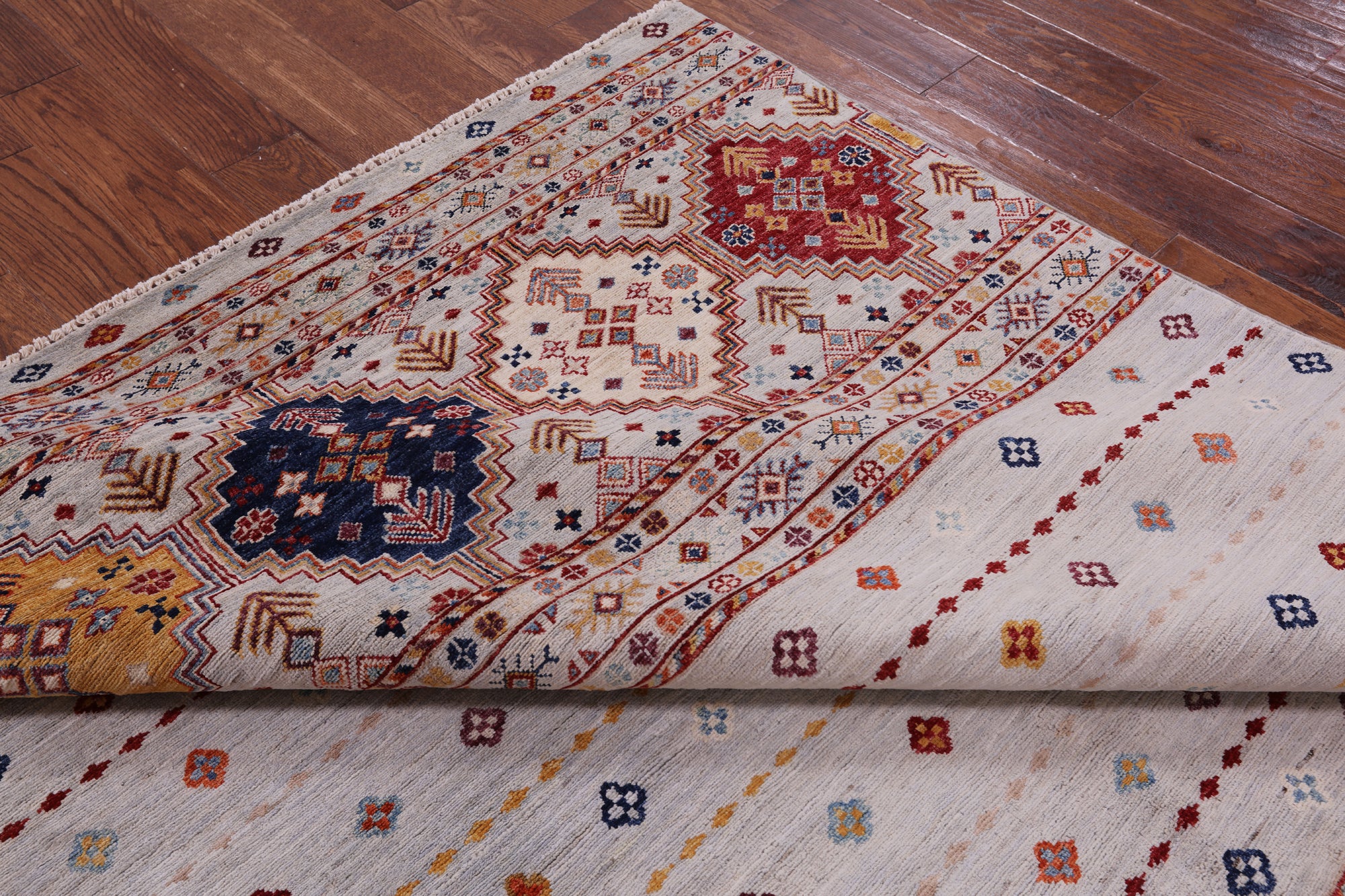 Khorjin Persian Gabbeh Hand Knotted Wool Rug - 6' 6" X 8' 2" - Golden Nile
