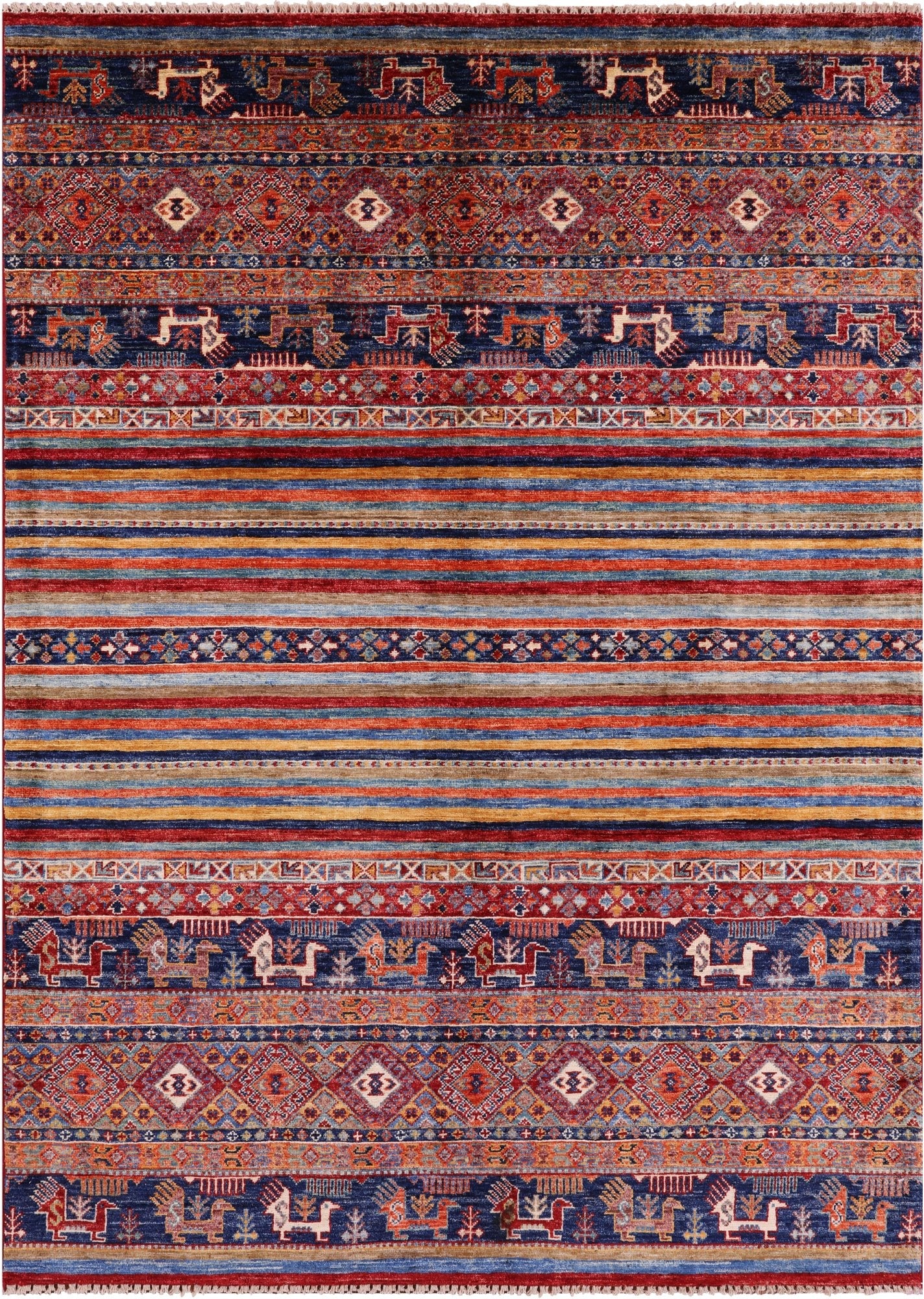 Tribal Persian Gabbeh Handmade Wool Rug - 4' 10" X 6' 8" - Golden Nile