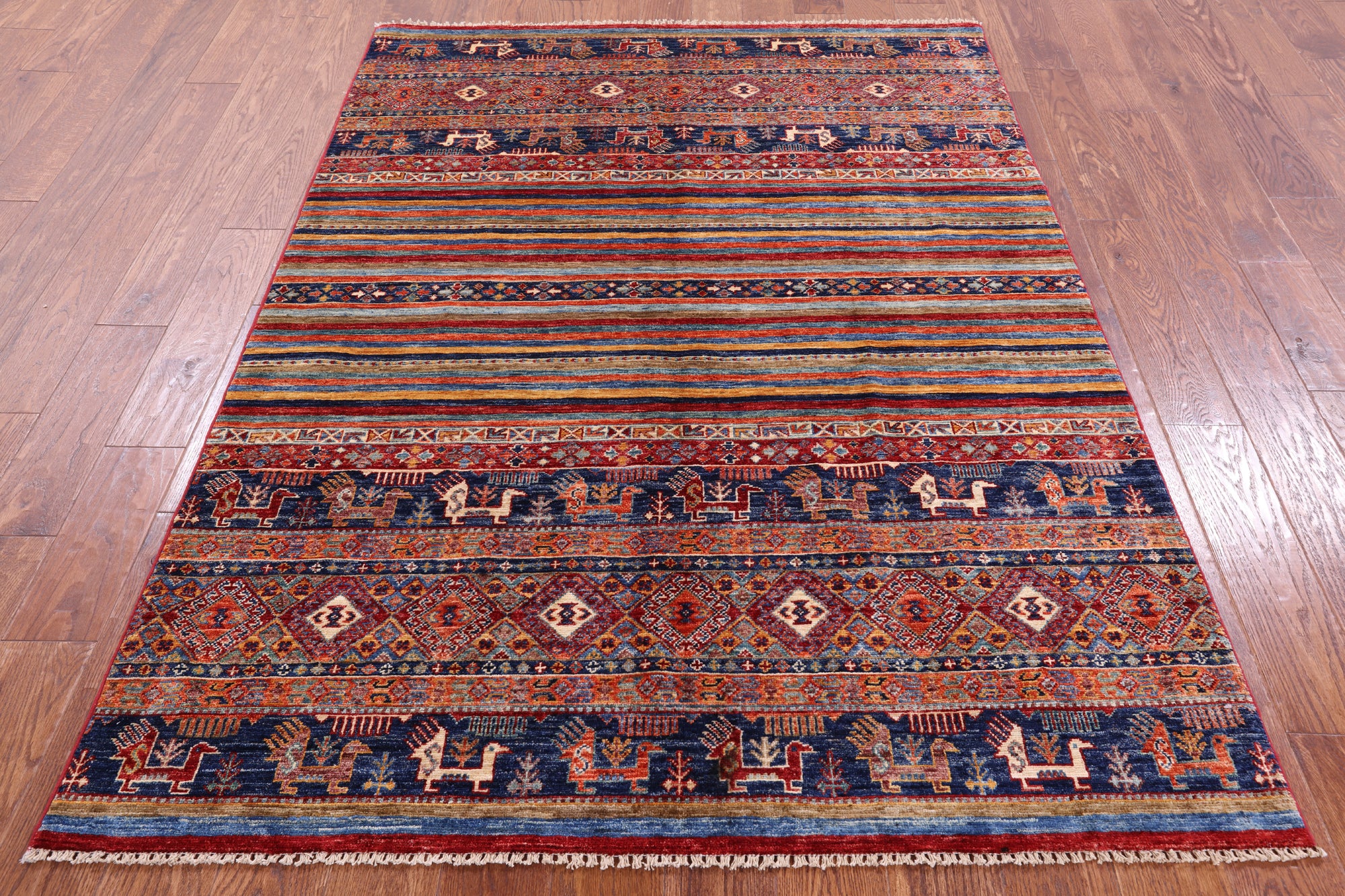 Tribal Persian Gabbeh Handmade Wool Rug - 4' 10" X 6' 8" - Golden Nile
