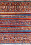 Khorjin Persian Gabbeh Handmade Wool Rug - 4' 9" X 6' 10" - Golden Nile