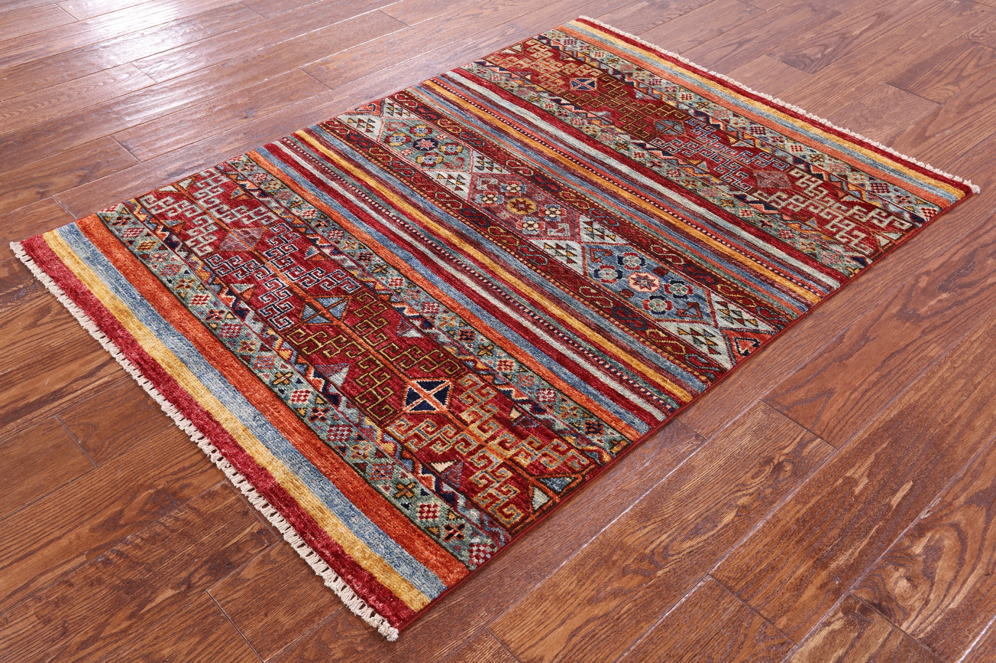 Khorjin Persian Gabbeh Handmade Wool Rug - 3' 3" X 4' 5" - Golden Nile