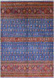Blue Khorjin Persian Gabbeh Hand Knotted Wool Rug - 6' 9" X 9' 10" - Golden Nile
