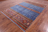 Blue Khorjin Persian Gabbeh Hand Knotted Wool Rug - 6' 9" X 9' 10" - Golden Nile