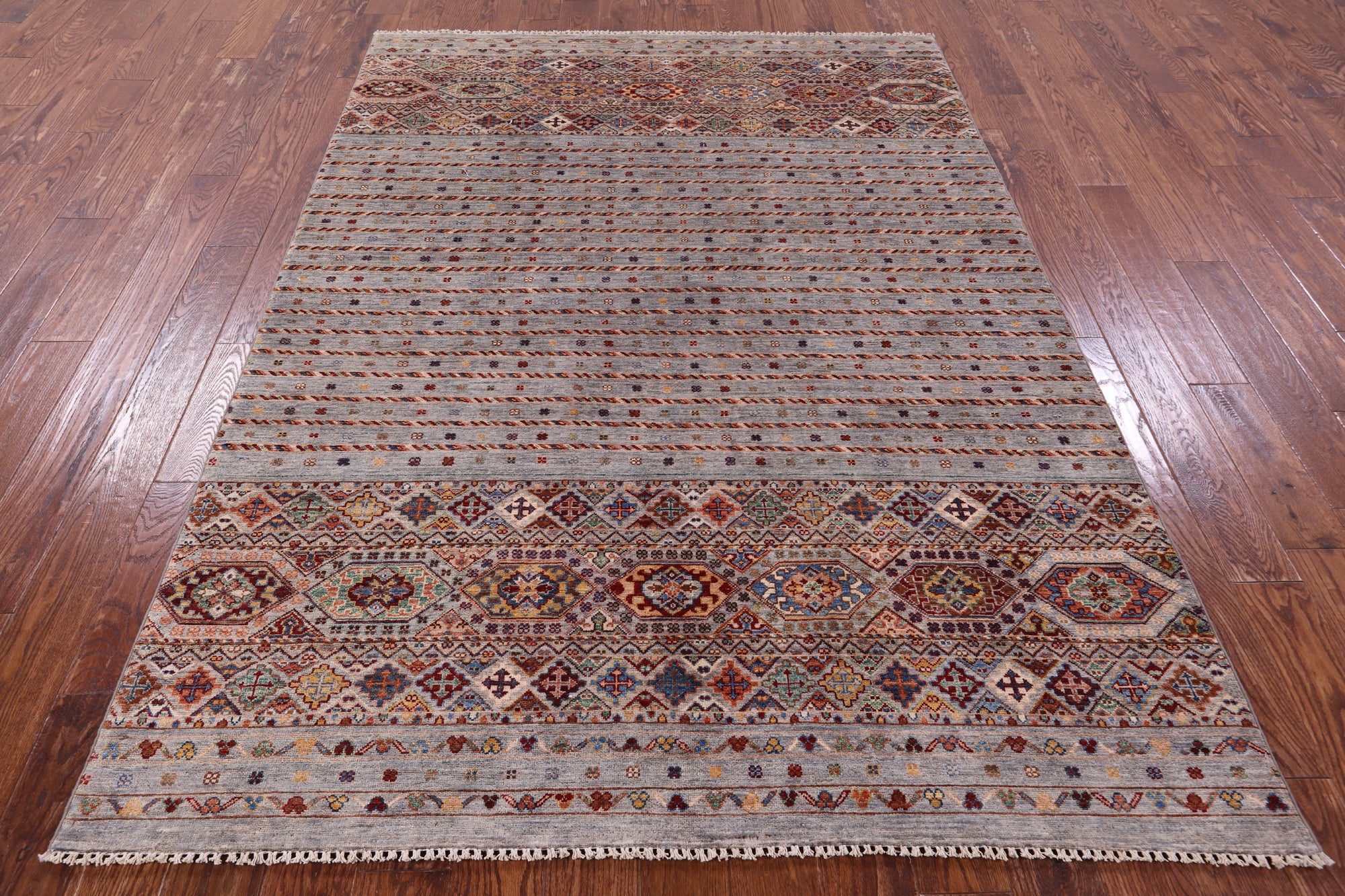 Khorjin Persian Gabbeh Hand Knotted Wool Rug - 5' 9" X 8' 3" - Golden Nile
