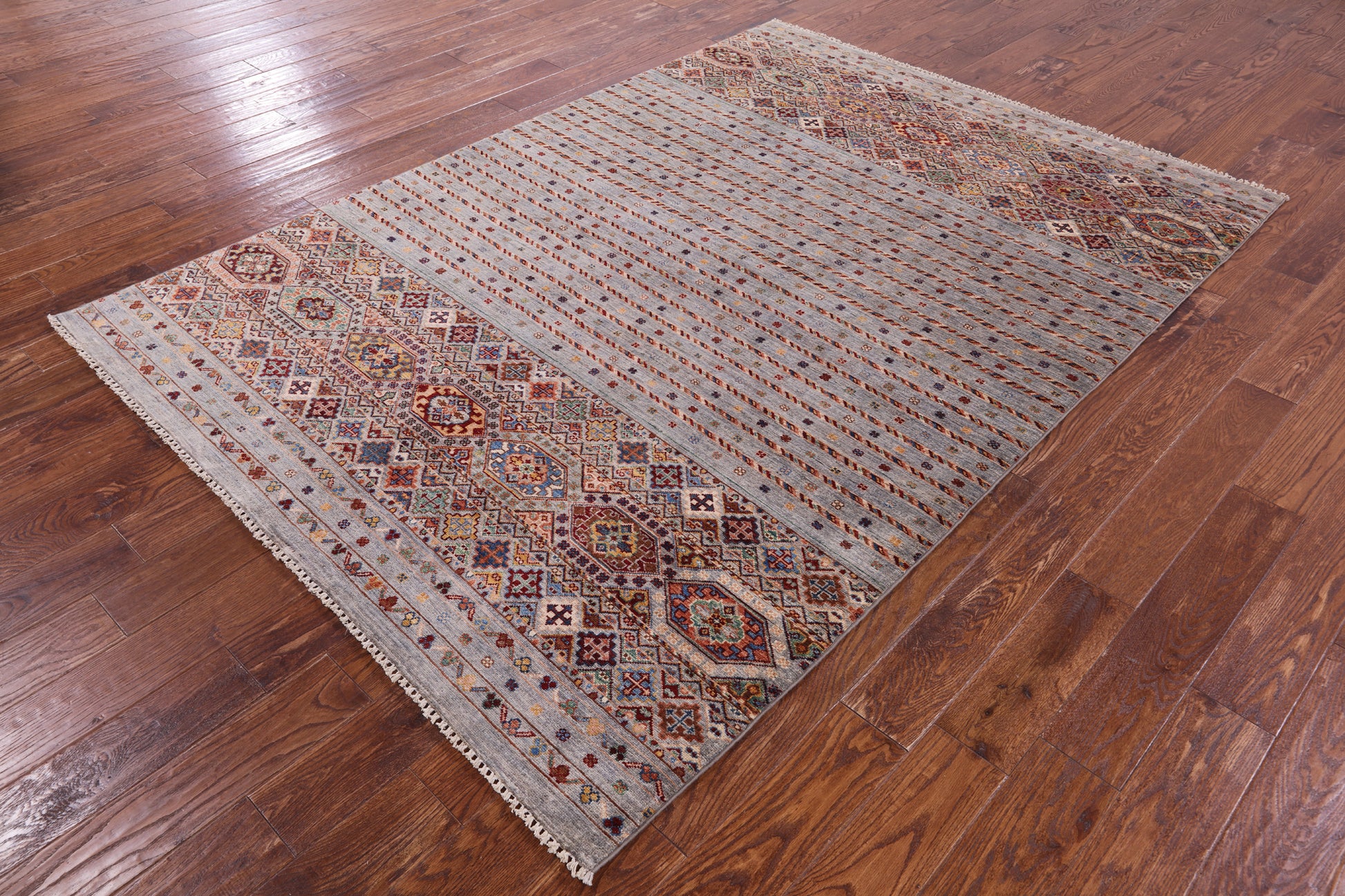 Khorjin Persian Gabbeh Hand Knotted Wool Rug - 5' 9" X 8' 3" - Golden Nile