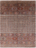 Khorjin Persian Gabbeh Hand Knotted Wool Rug - 5' 1" X 6' 8" - Golden Nile