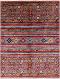 Khorjin Persian Gabbeh Hand Knotted Wool Rug - 5' 0" X 6' 5" - Golden Nile