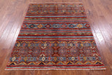 Khorjin Persian Gabbeh Hand Knotted Wool Rug - 5' 0" X 6' 5" - Golden Nile