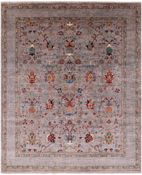 Peshawar Hand Knotted Wool Rug - 8' 0" X 9' 6" - Golden Nile