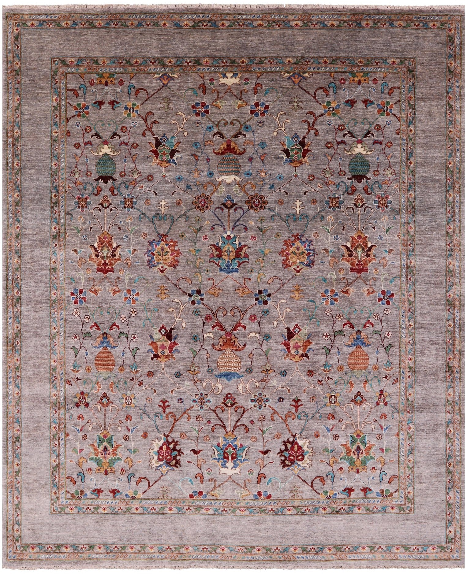 Peshawar Hand Knotted Wool Rug - 8' 0" X 9' 6" - Golden Nile