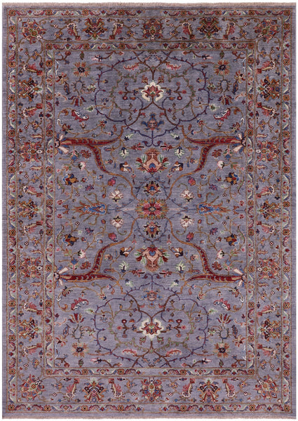 Grey Persian Tabriz Handmade Wool Rug - 5' 9" X 8' 1" - Golden Nile