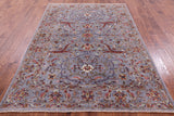 Grey Persian Tabriz Handmade Wool Rug - 5' 9" X 8' 1" - Golden Nile