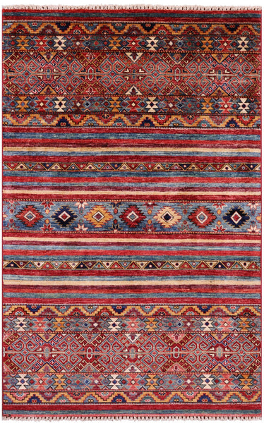 Khorjin Persian Gabbeh Handmade Wool Rug - 3' 11" X 6' 1" - Golden Nile
