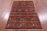 Khorjin Persian Gabbeh Handmade Wool Rug - 3' 11" X 6' 1" - Golden Nile
