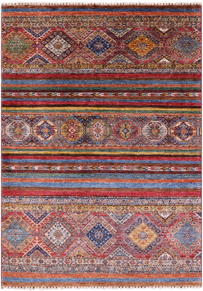 Khorjin Persian Gabbeh Hand Knotted Wool Rug - 3' 10" X 5' 2" - Golden Nile