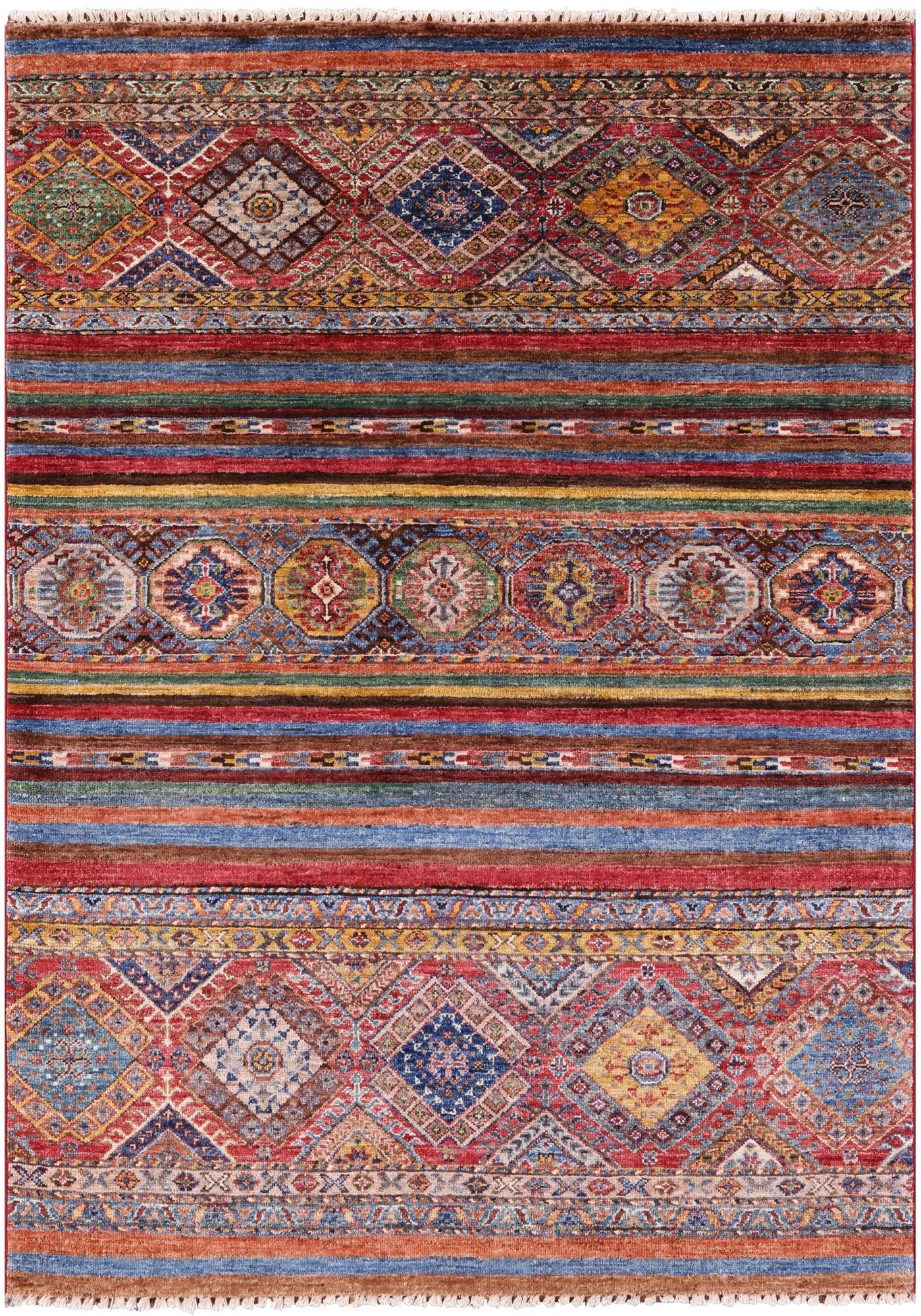 Khorjin Persian Gabbeh Hand Knotted Wool Rug - 3' 10" X 5' 2" - Golden Nile