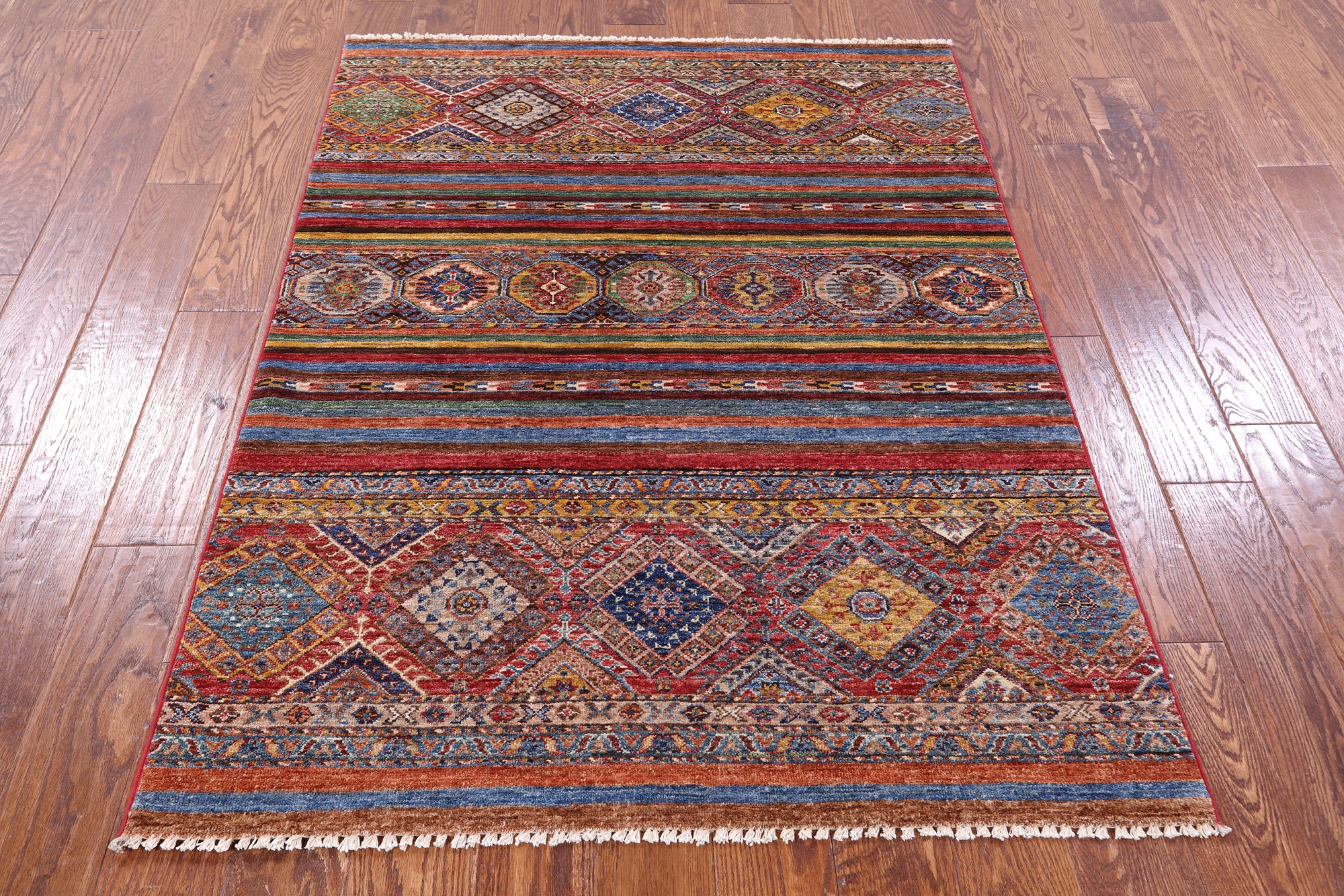 Khorjin Persian Gabbeh Hand Knotted Wool Rug - 3' 10" X 5' 2" - Golden Nile