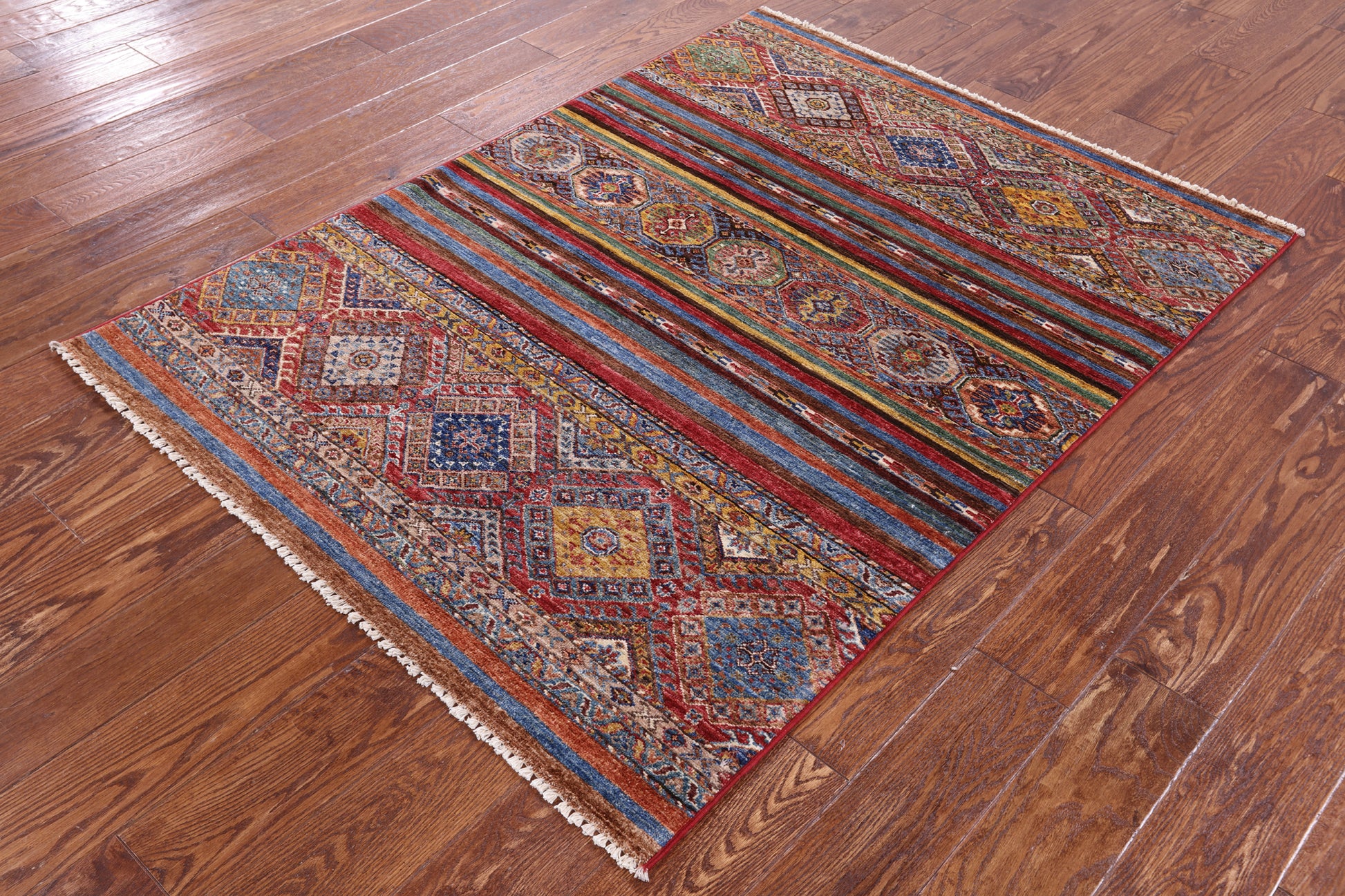 Khorjin Persian Gabbeh Hand Knotted Wool Rug - 3' 10" X 5' 2" - Golden Nile