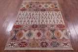 Khorjin Persian Gabbeh Hand Knotted Wool Rug - 3' 11" X 5' 10" - Golden Nile