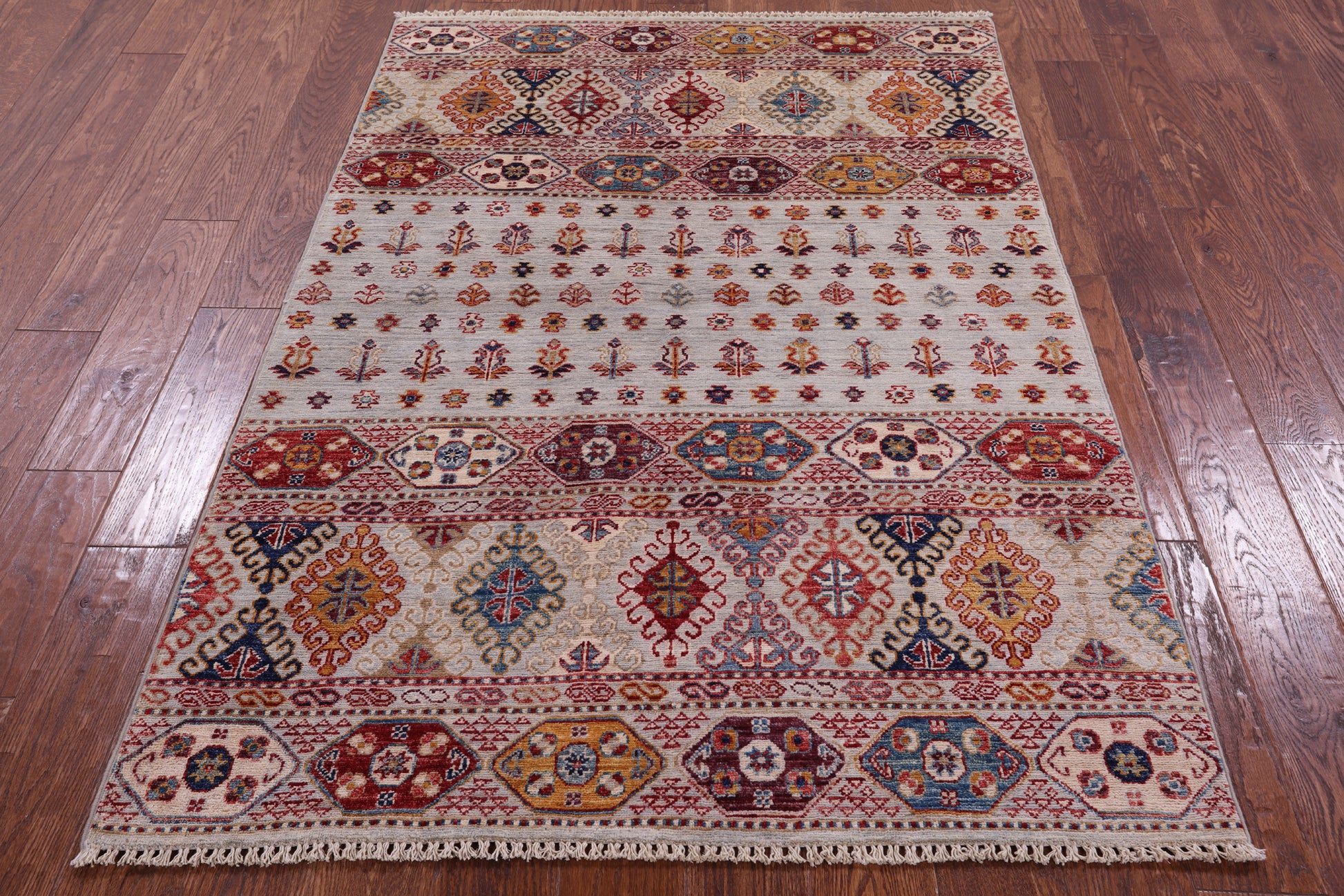 Khorjin Persian Gabbeh Hand Knotted Wool Rug - 3' 11" X 5' 10" - Golden Nile