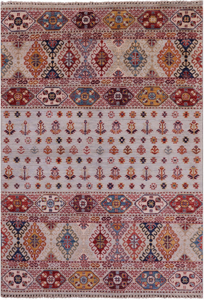 Khorjin Persian Gabbeh Hand Knotted Wool Rug - 3' 11" X 5' 10" - Golden Nile