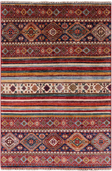 Khorjin Persian Gabbeh Hand Knotted Wool Rug - 3' 10" X 5' 9" - Golden Nile