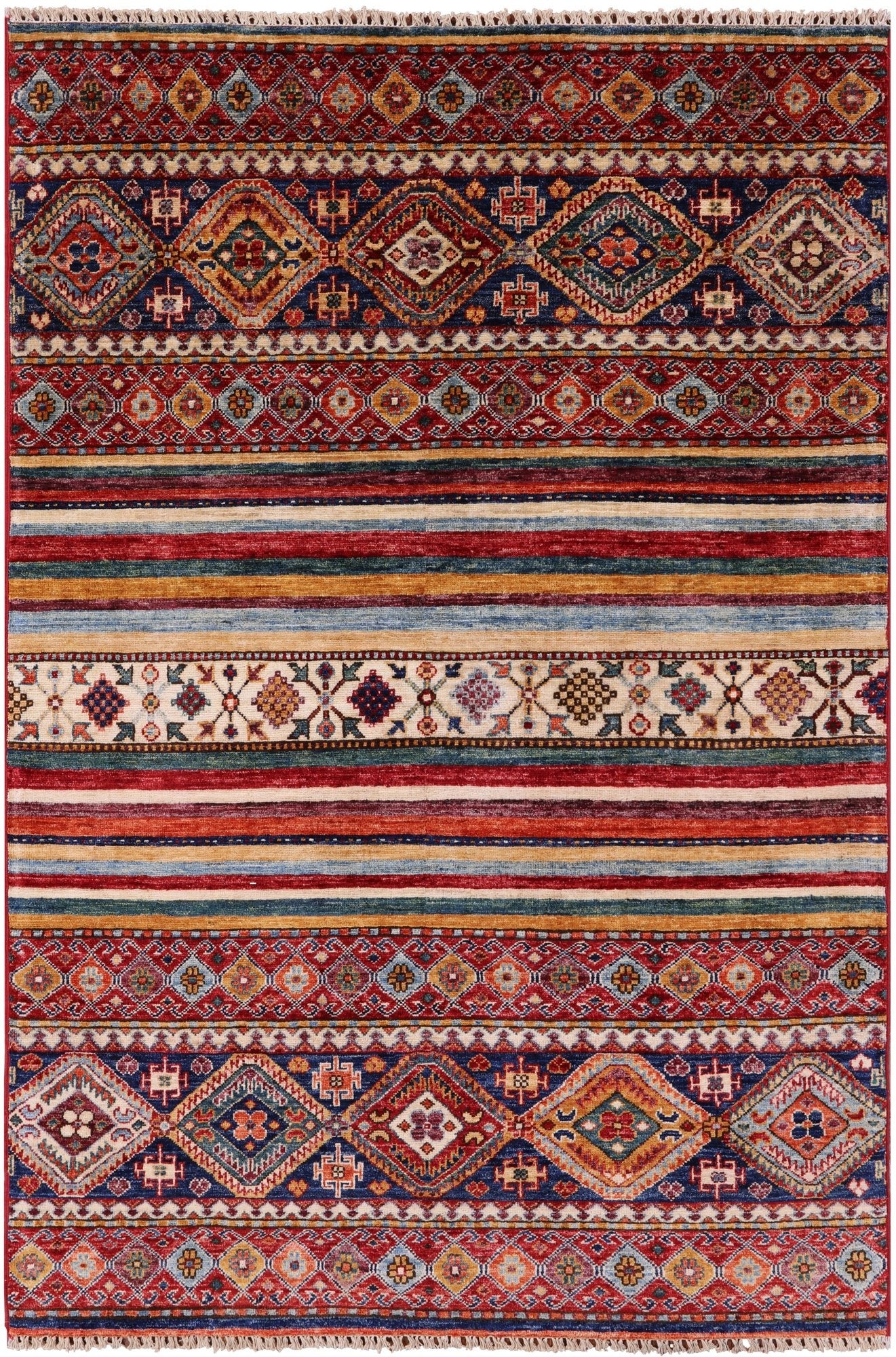 Khorjin Persian Gabbeh Hand Knotted Wool Rug - 3' 10" X 5' 9" - Golden Nile