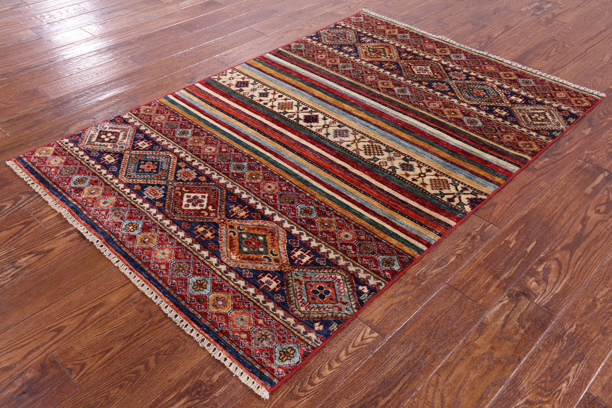 Khorjin Persian Gabbeh Hand Knotted Wool Rug - 3' 10" X 5' 9" - Golden Nile