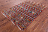 Khorjin Persian Gabbeh Handmade Wool Rug - 4' 11" X 6' 10" - Golden Nile