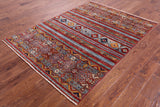 Khorjin Persian Gabbeh Handmade Wool Rug - 4' 11" X 6' 10" - Golden Nile