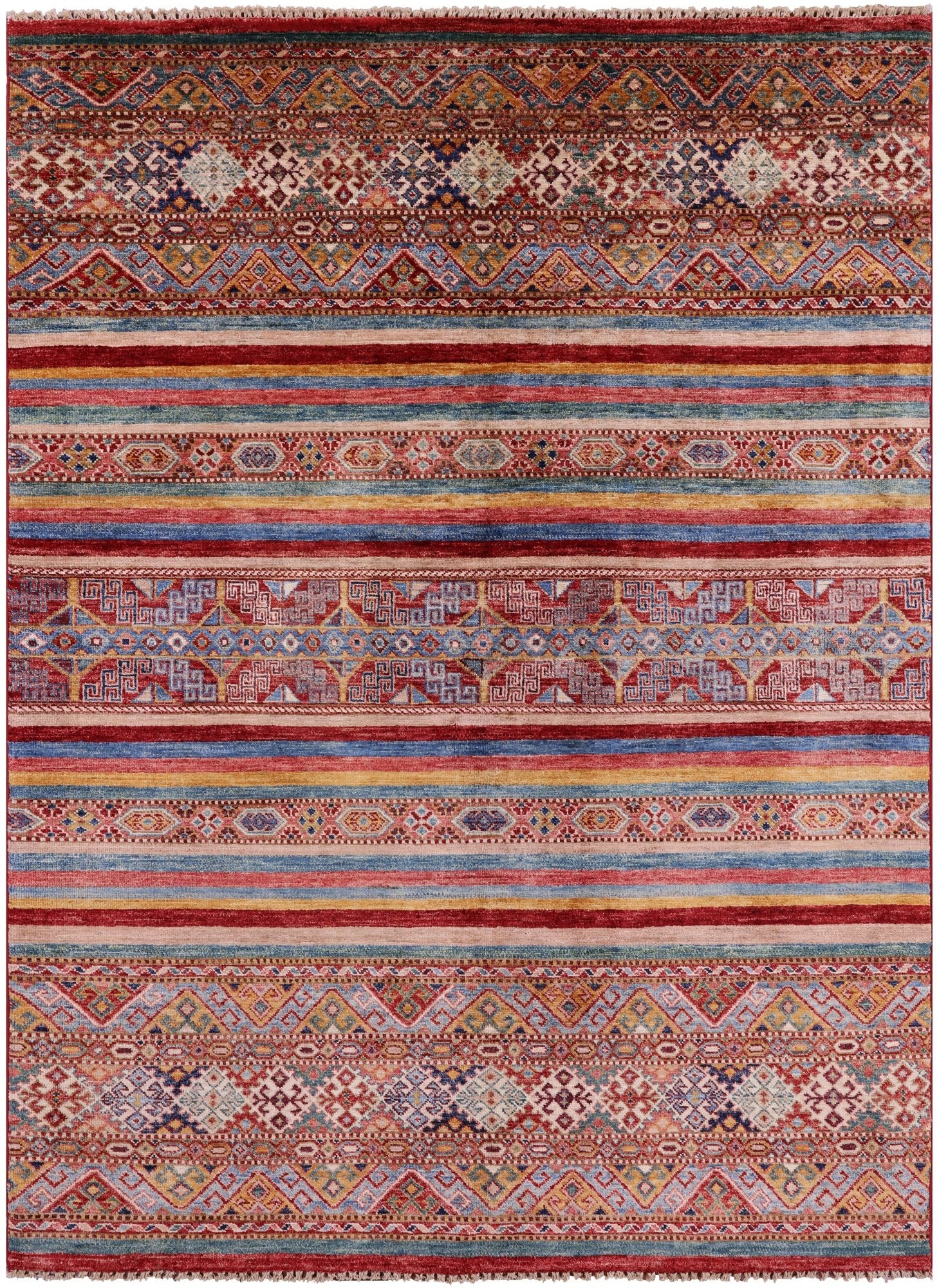 Khorjin Persian Gabbeh Hand Knotted Wool Rug - 4' 10" X 6' 6" - Golden Nile
