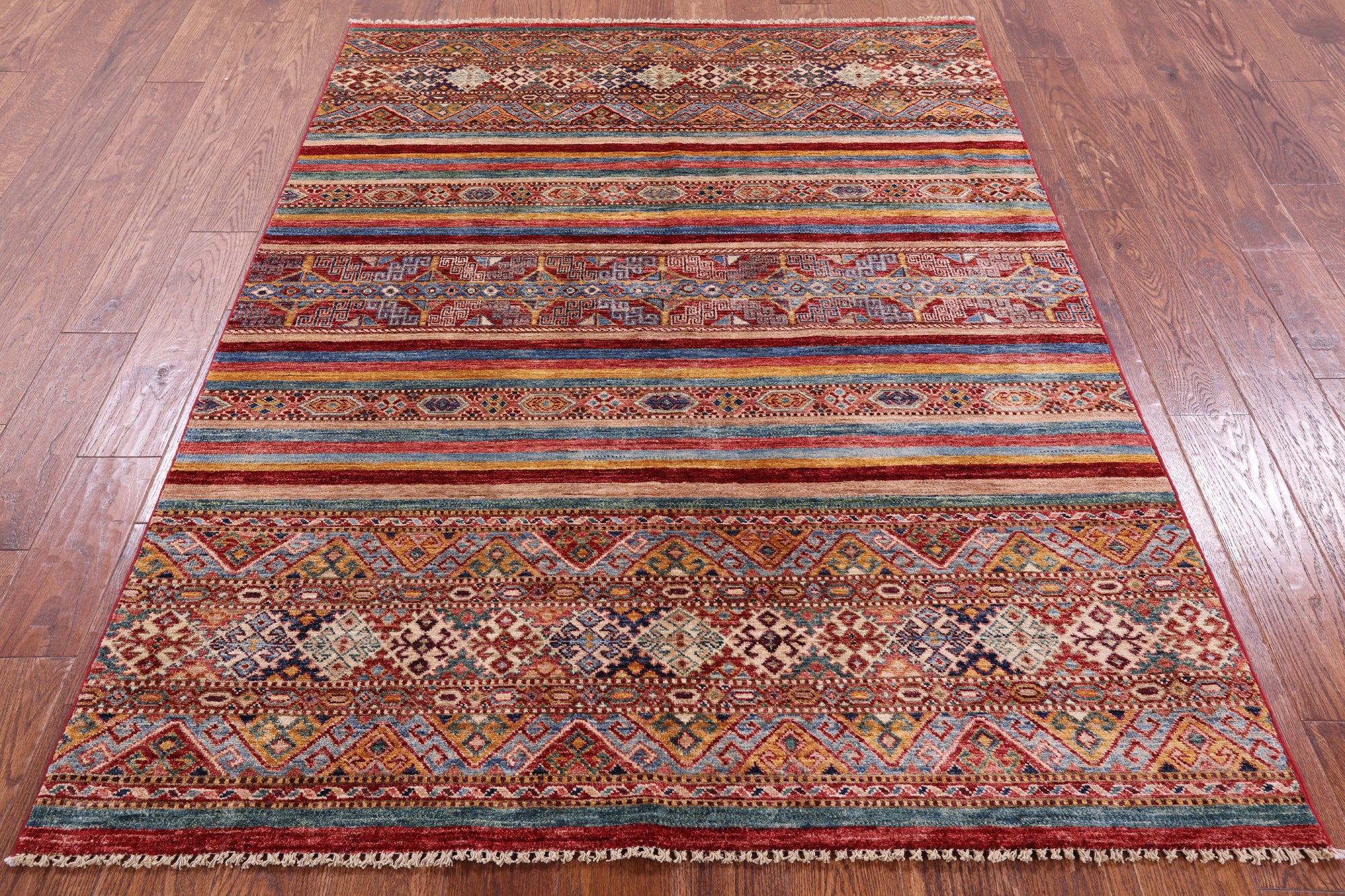 Khorjin Persian Gabbeh Hand Knotted Wool Rug - 4' 10" X 6' 6" - Golden Nile