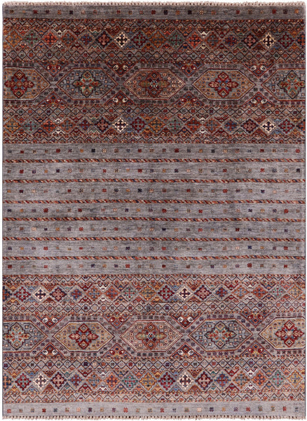 Khorjin Persian Gabbeh Handmade Wool Rug - 4' 11" X 6' 9" - Golden Nile