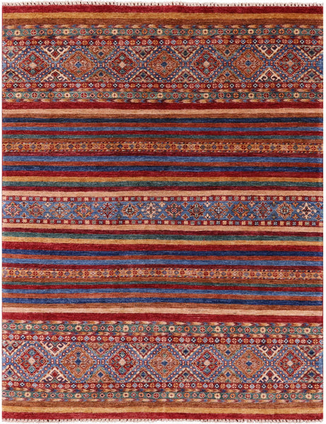Khorjin Persian Gabbeh Hand Knotted Wool Rug - 5' 2" X 6' 7" - Golden Nile
