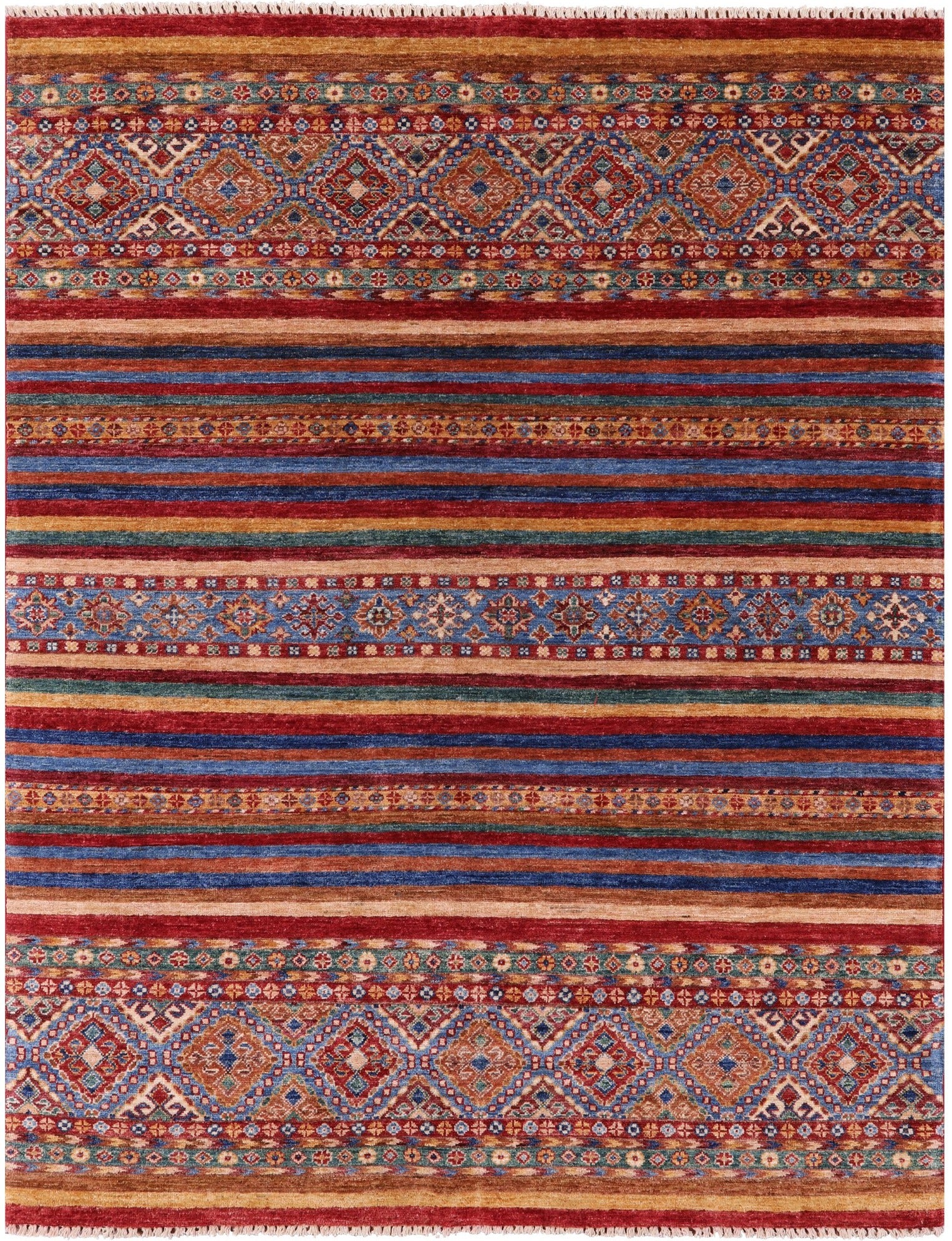 Khorjin Persian Gabbeh Hand Knotted Wool Rug - 5' 2" X 6' 7" - Golden Nile