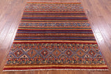Khorjin Persian Gabbeh Hand Knotted Wool Rug - 5' 2" X 6' 7" - Golden Nile